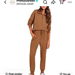 PrettyGarden Brown Hoodie and Jogger Set NWT